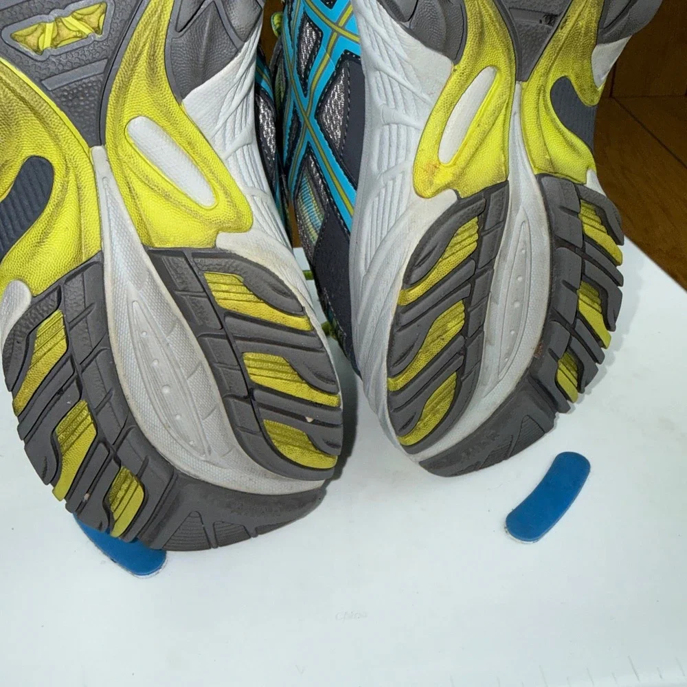 Asics Gel-Venture 5 Womens 11 Grey Blue Yellow Trail Running Shoes‎ T5N8N
